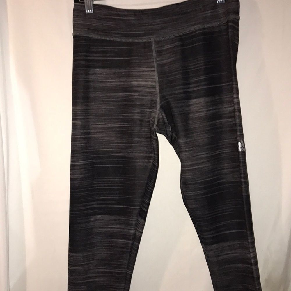 Adidas Climalite Womens Space Dye Leggings Black Grey Athletic Tights Size M